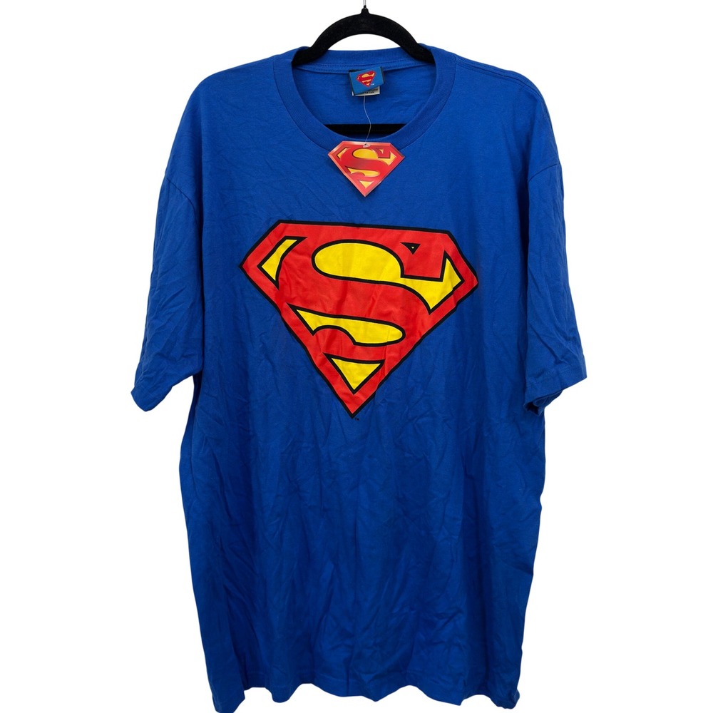Superman 2006 Graphic Tee Blue Cotton Logo Cygnus‎ XL Mens NWT Y2K Comic Vintage
